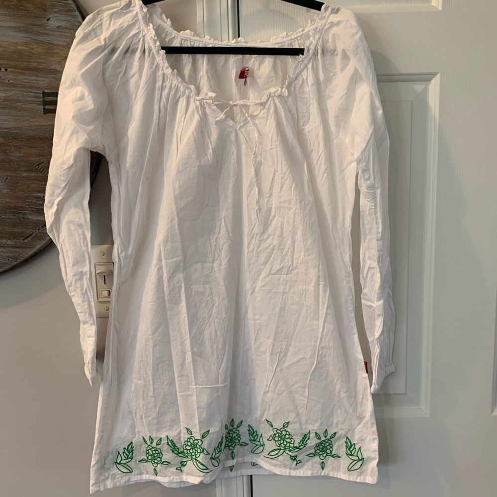 Feel Cotton Mini Peasant Tunic Dress sz L